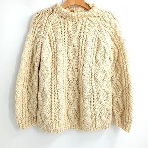 Vintage 60's Italian Chunky Cable Knit Wool Fisherman Sweater